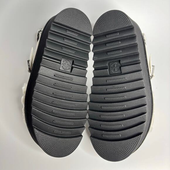 Dr. Martens Voss Heart Fluffy Faux Fur Platform Sandals in White Milled Nappa - Picture 9 of 10